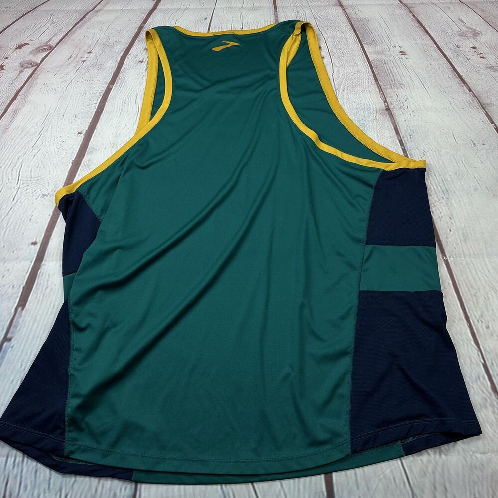 Brooks Running Shirt Mens XXL Green Yellow Singlet Tank Mesh Racing 211220 - Picture 11 of 11